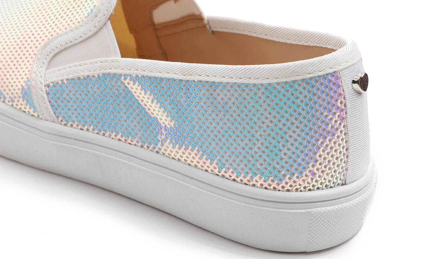 Feversole Women's Fashion Sparkle Sequin Embellished Sneaker Party Holiday Casual Shoes