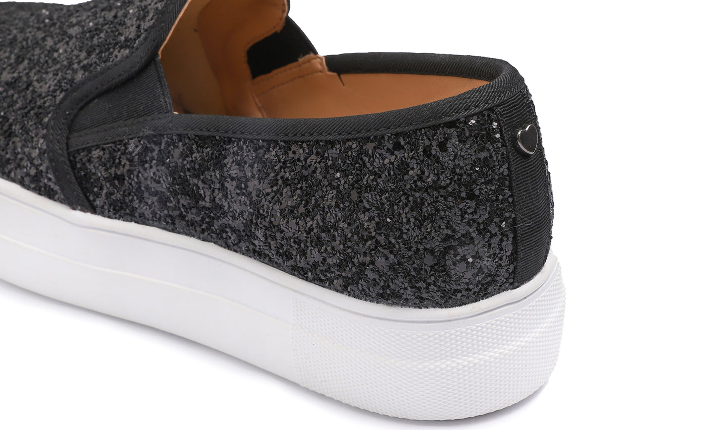 Feversole Women's Fashion Slip On Sneaker Casual Platform Loafers Glitter