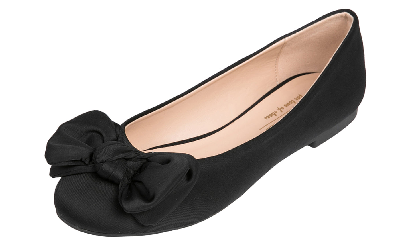Feversole Women's Round Toe Cute Bow Trim Ballet Flats