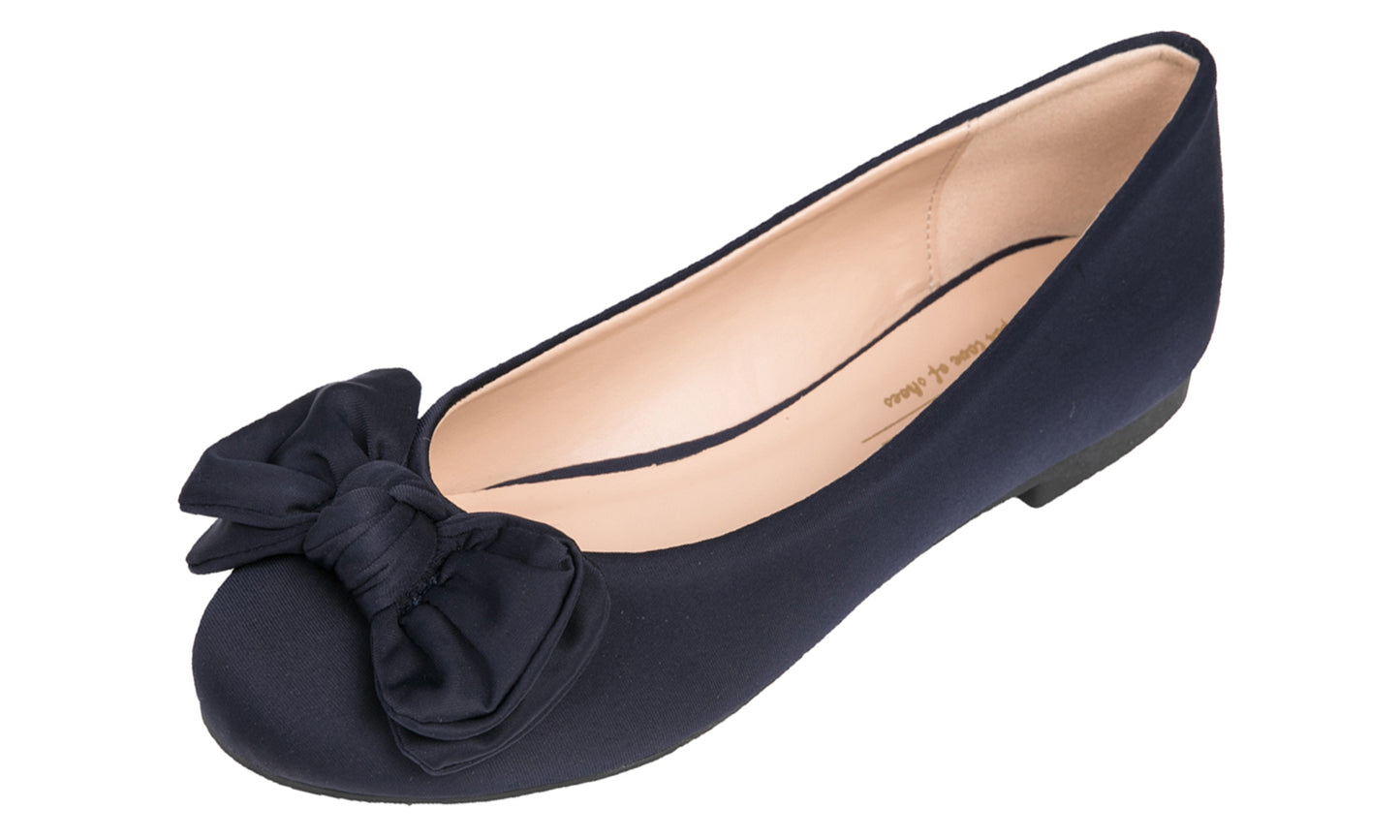 Feversole Women's Round Toe Cute Bow Trim Ballet Flats