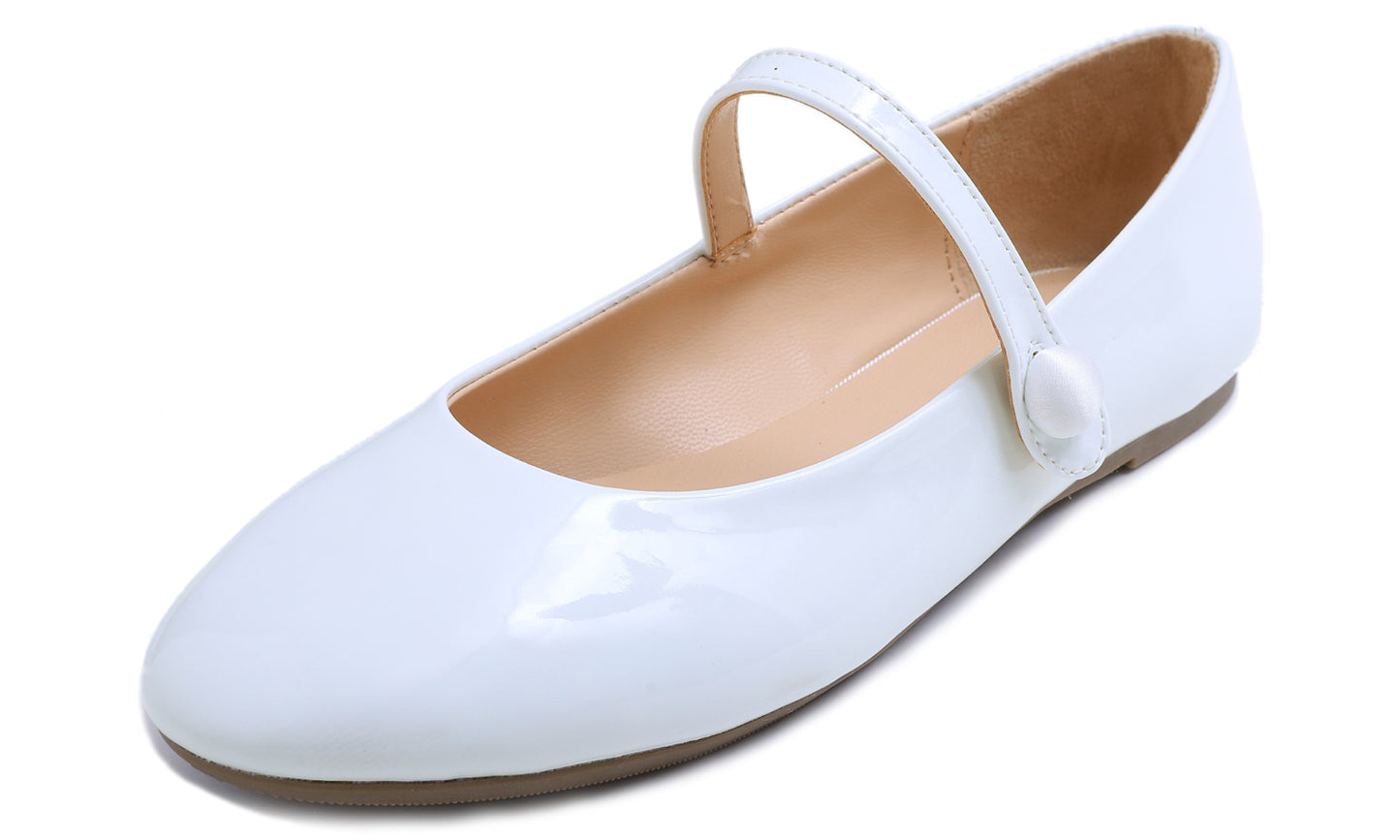 Feversole Women's Mary Jane Fashion Round Toe Easy Buckle Slip On Flats Patent