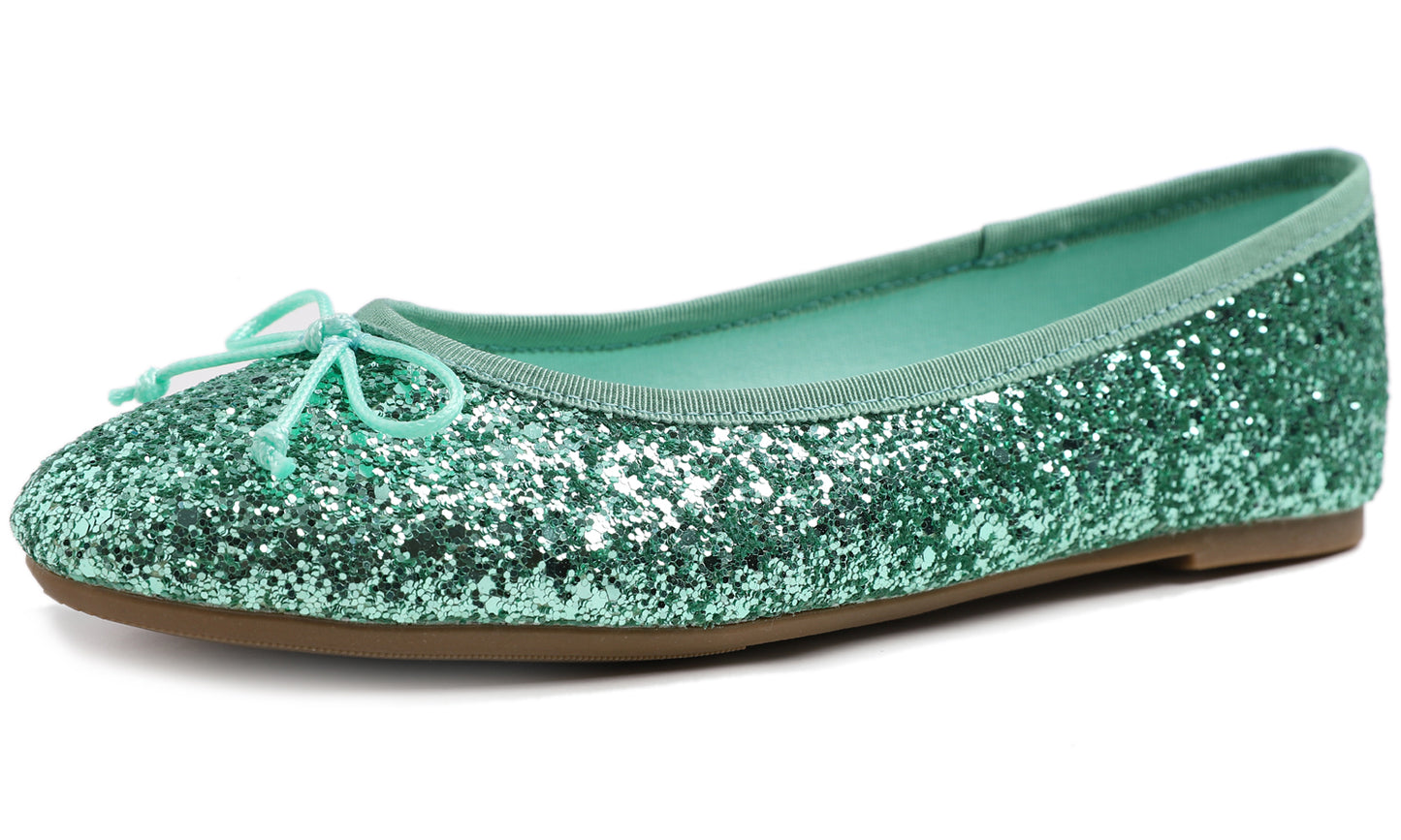 Feversole Women's Sparkle Memory Foam Cushioned Colorful Shiny Ballet Flats Glitter