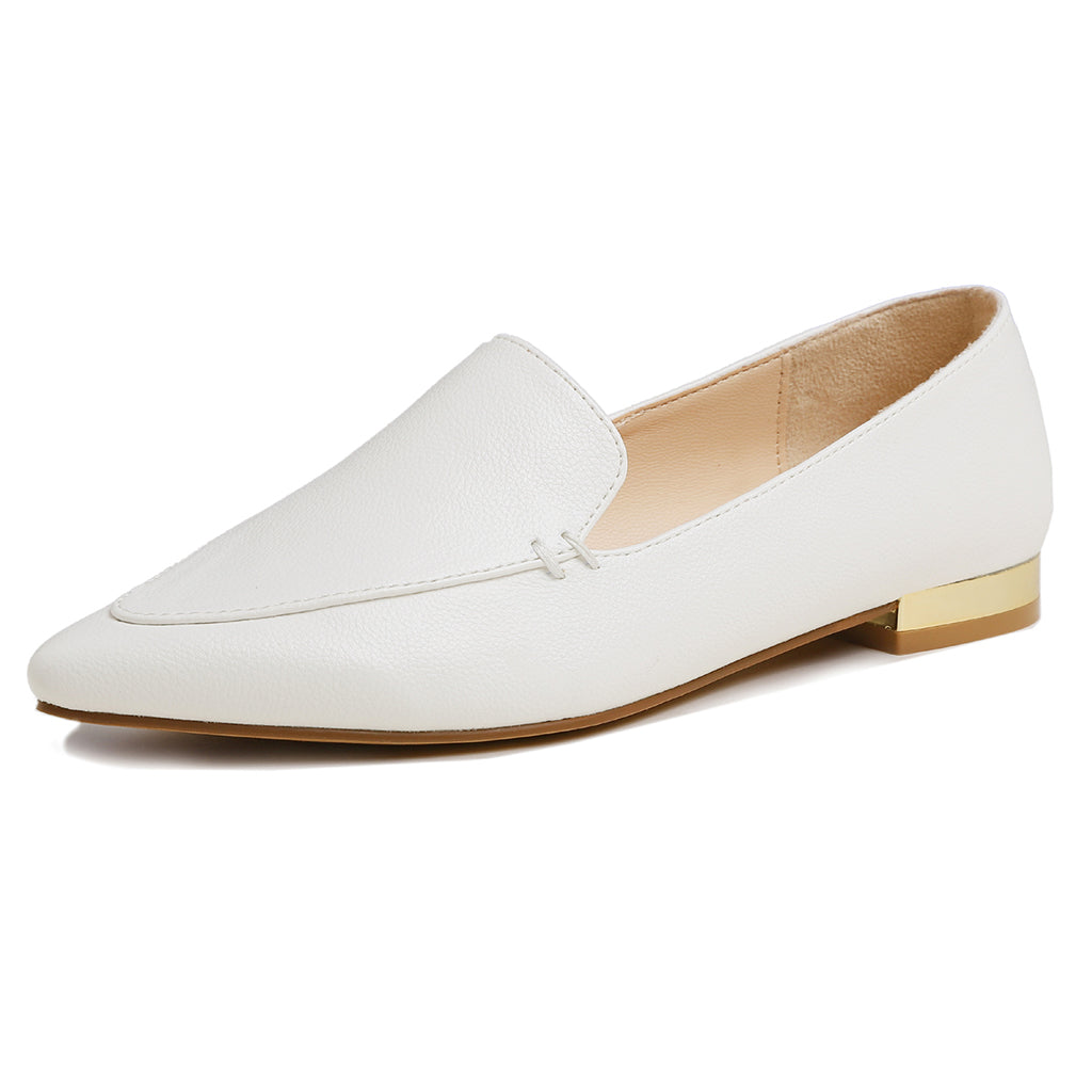 Feversole Women's Loafer Flat Pointed Deco Low Heel Fashion Slip On Dress Driving Office Shoes