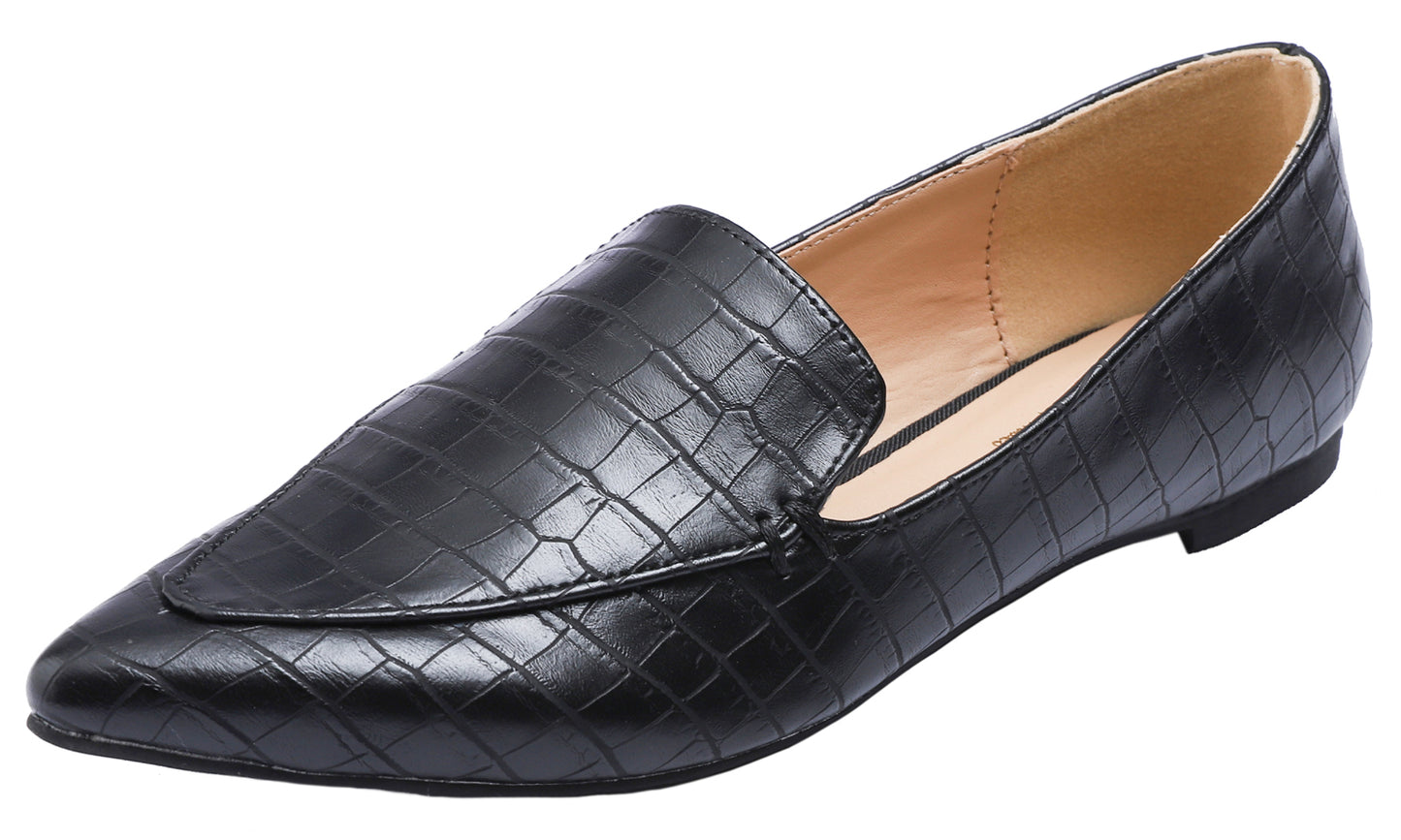 Feversole Women's Loafer Flat Pointed Fashion Slip On Comfort Driving Office Shoes