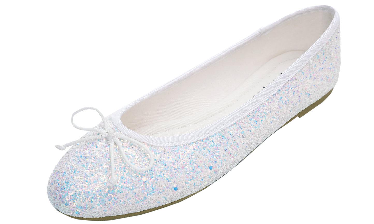 Feversole Women's Sparkle Memory Foam Cushioned Colorful Shiny Ballet Flats Glitter