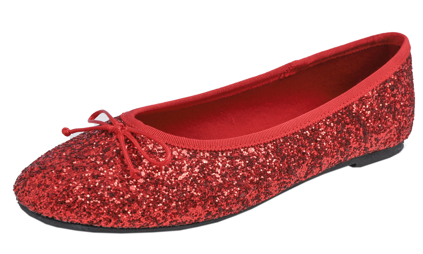 Feversole Women's Sparkle Memory Foam Cushioned Colorful Shiny Ballet Flats Glitter