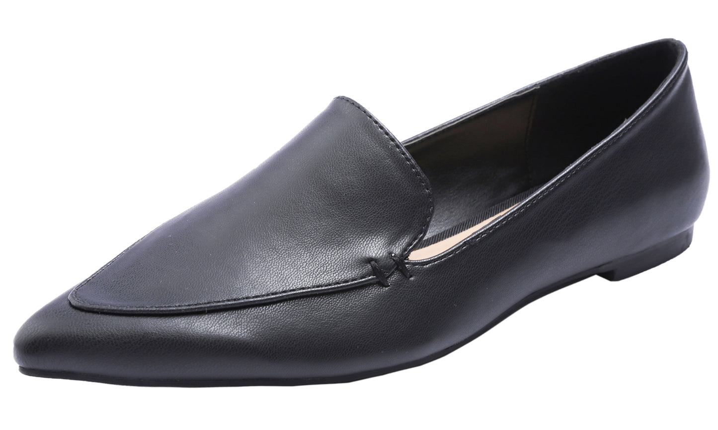 Feversole Women's Loafer Flat Pointed Fashion Slip On Comfort Driving Office Shoes Vegan Napa
