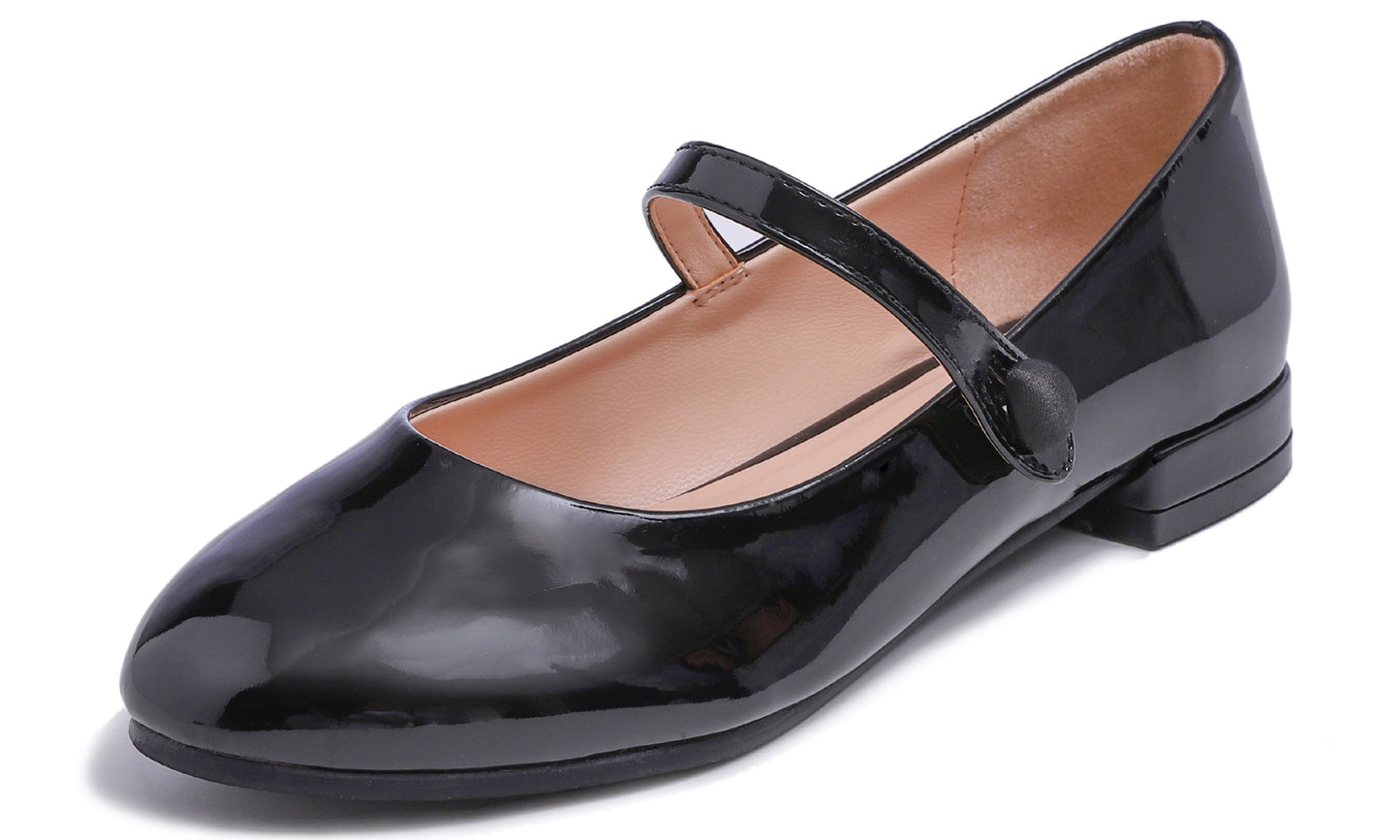 Feversole Women's Mary Jane Fashion Round Toe Low Heel Slip On Flats Vegan Leather Flat Heel