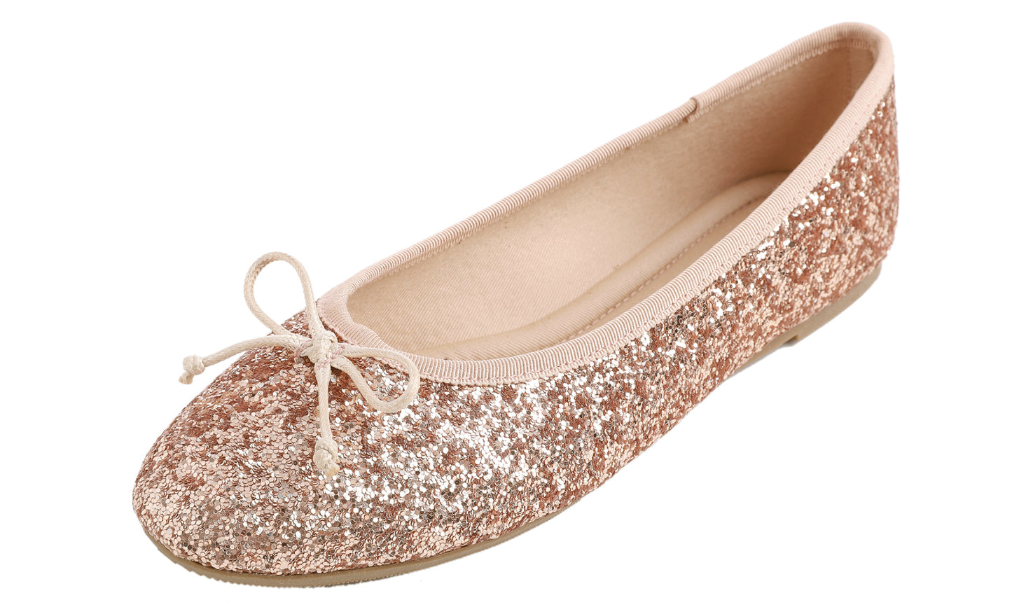 Feversole Women's Sparkle Memory Foam Cushioned Colorful Shiny Ballet Flats Glitter