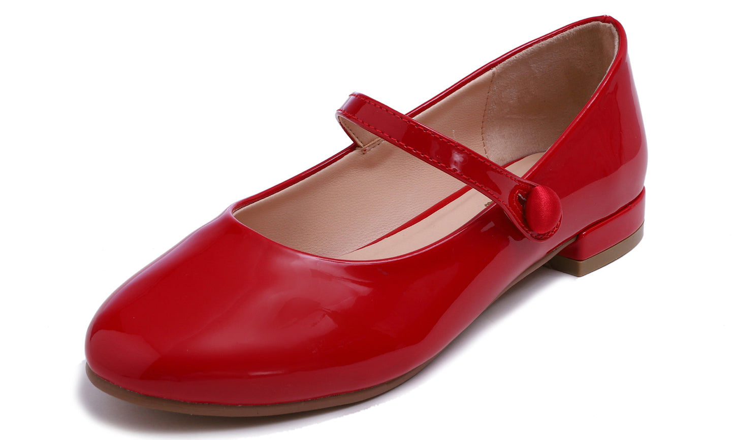 Feversole Women's Mary Jane Fashion Round Toe Low Heel Slip On Flats Vegan Leather Flat Heel