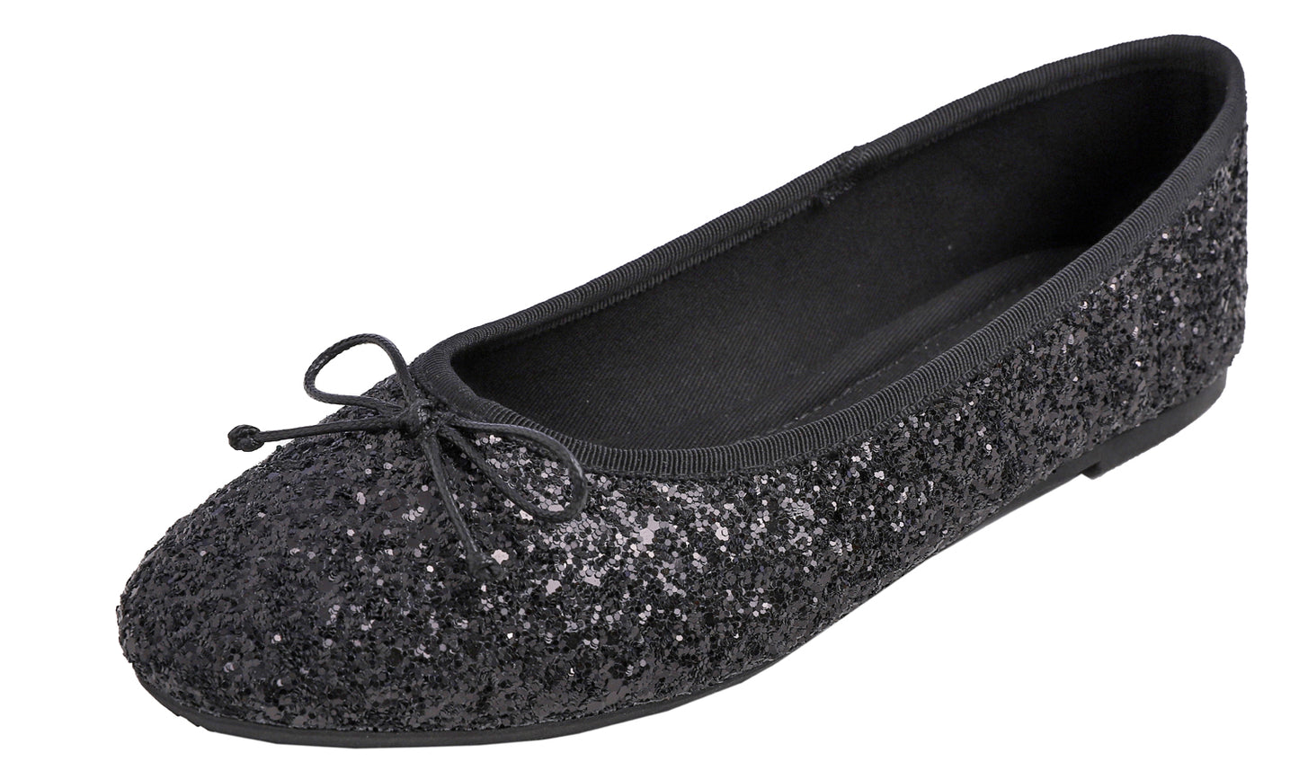 Feversole Women's Sparkle Memory Foam Cushioned Colorful Shiny Ballet Flats Glitter