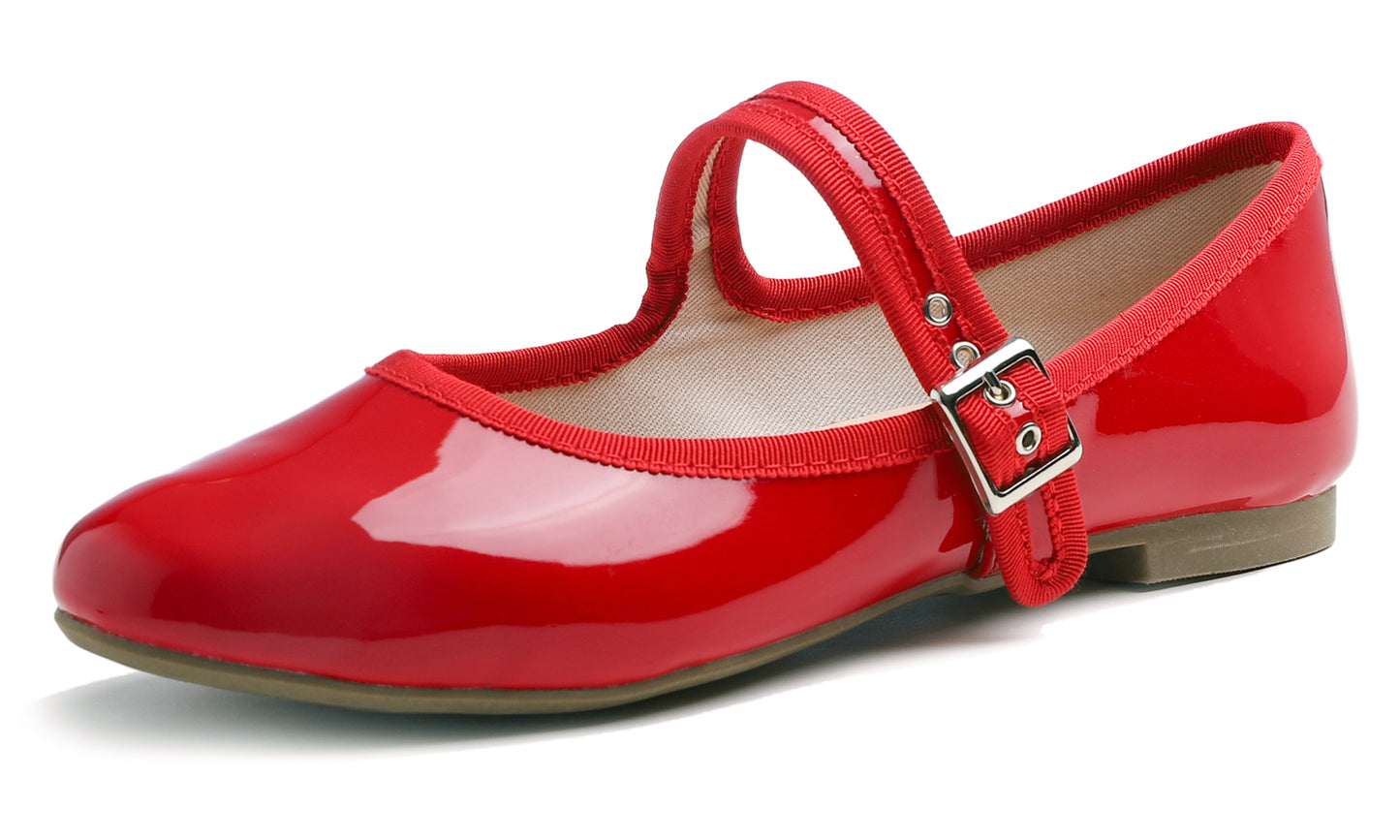 Feversole Women's Soft Cushion Extra Padded Comfort Round Toe Mary Jane Metal Buckle Fashion Ballet Flats Walking Shoes