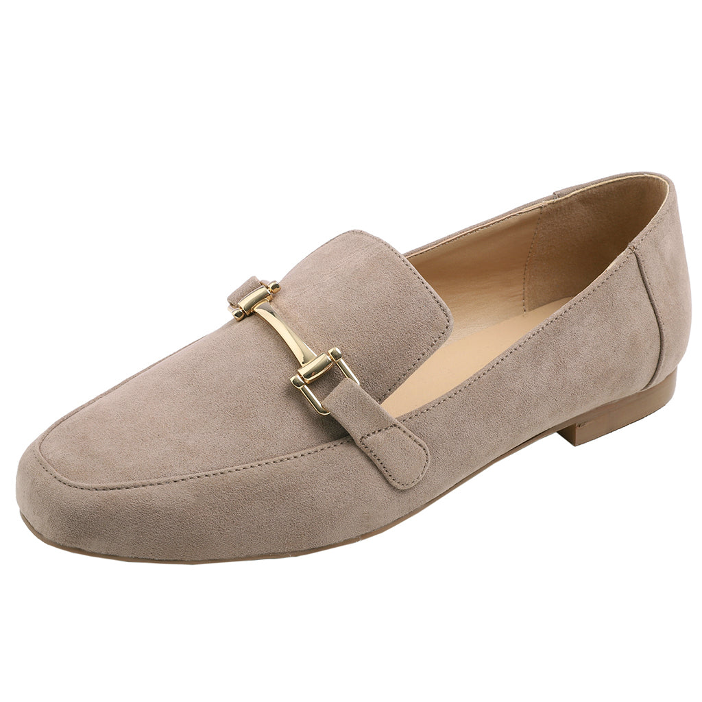 Feversole Women's Fashion Trim Deco Loafer Flats Faux Suede