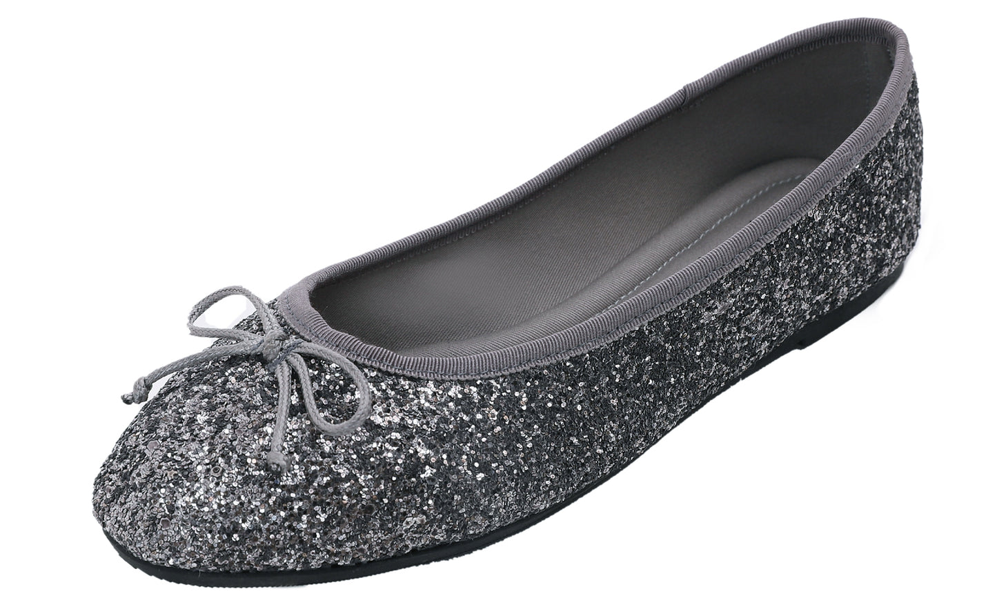 Feversole Women's Sparkle Memory Foam Cushioned Colorful Shiny Ballet Flats Glitter