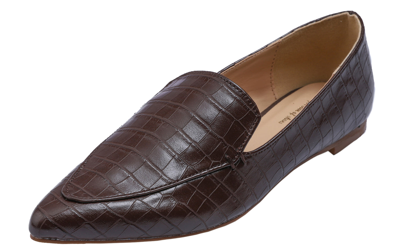 Feversole Women's Loafer Flat Pointed Fashion Slip On Comfort Driving Office Shoes