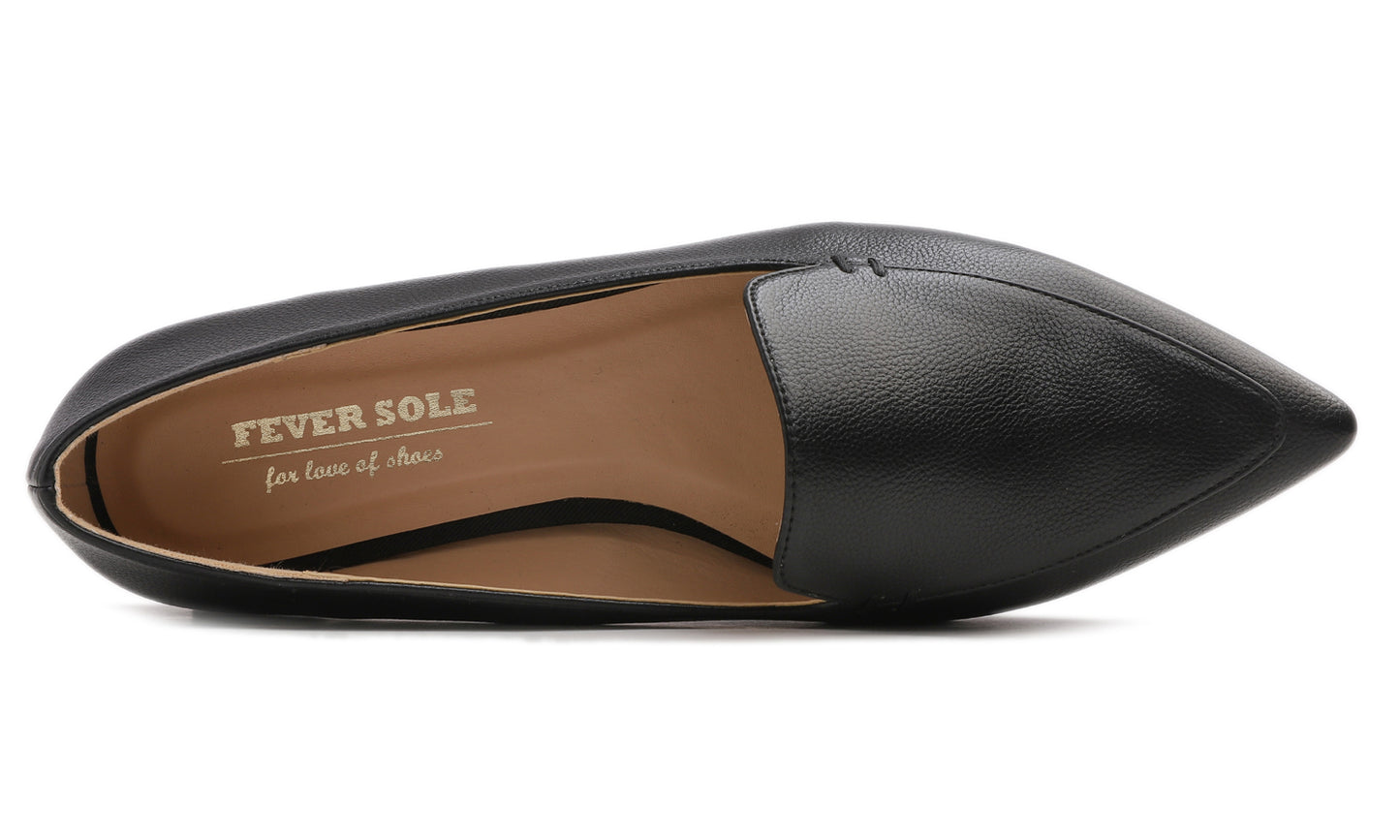 Feversole Women's Loafer Flat Pointed Fashion Slip On Comfort Driving Office Shoes Grain Vegan
