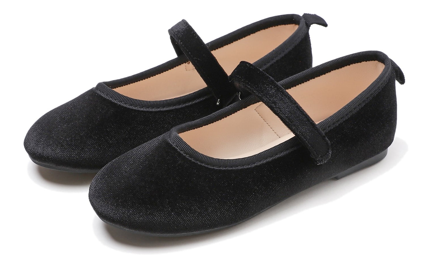 Feversole Girls Cute Dress Mary Jane Shoes Soft Party Holiday Ballet Flats Velvet