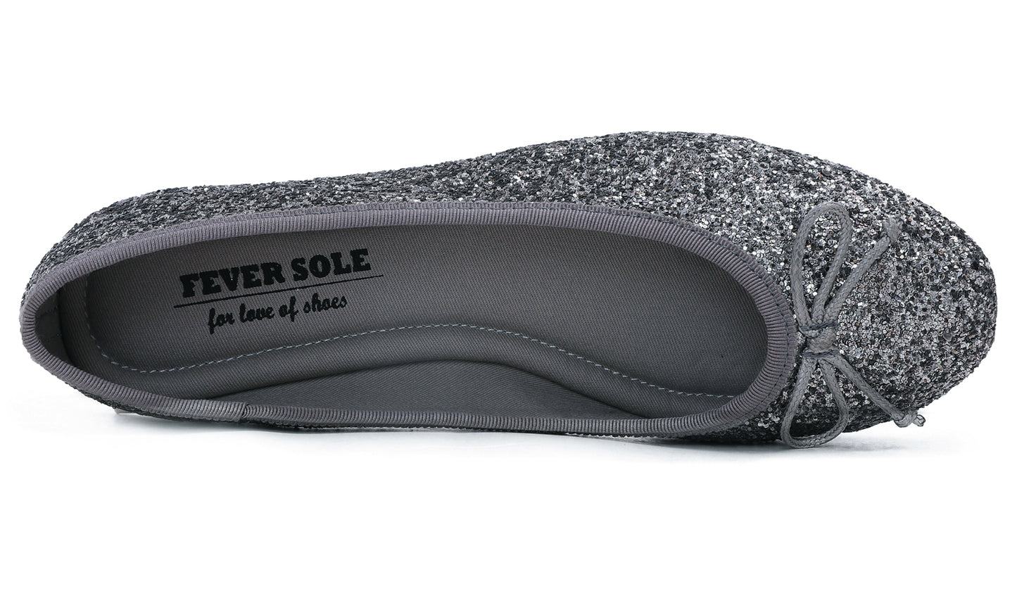 Feversole Women's Sparkle Memory Foam Cushioned Colorful Shiny Ballet Flats Glitter