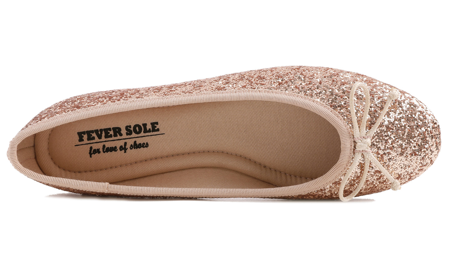 Feversole Women's Sparkle Memory Foam Cushioned Colorful Shiny Ballet Flats Glitter