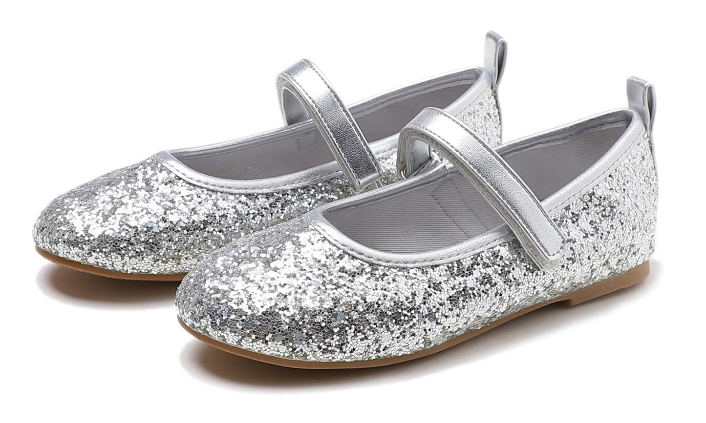 Feversole Girls Cute Dress Mary Jane Shoes Soft Party Holiday Ballet Flats Glitter