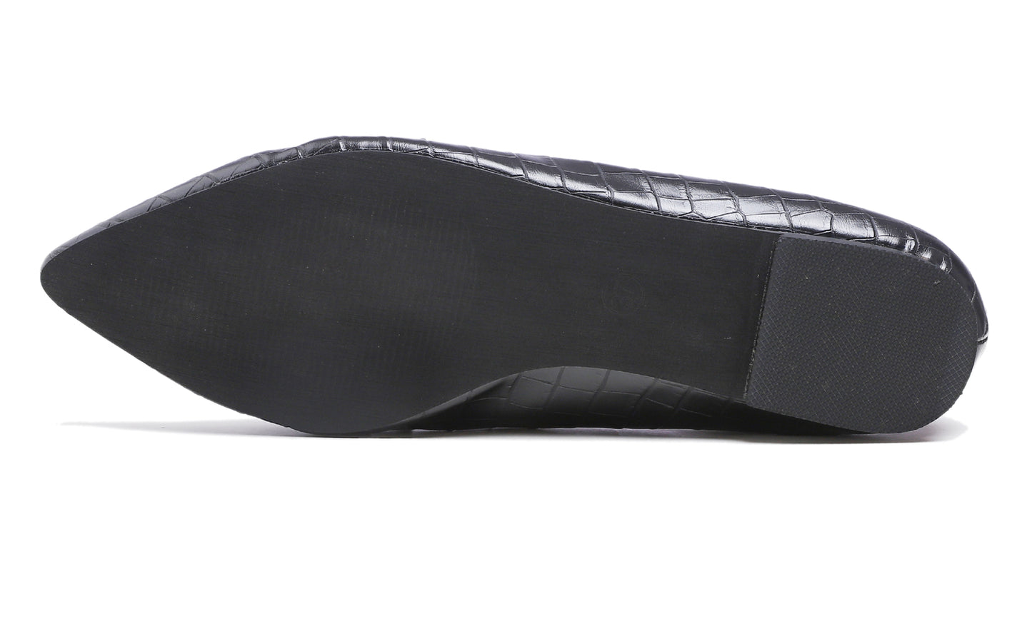 Feversole Women's Loafer Flat Pointed Fashion Slip On Comfort Driving Office Shoes Twist Bow