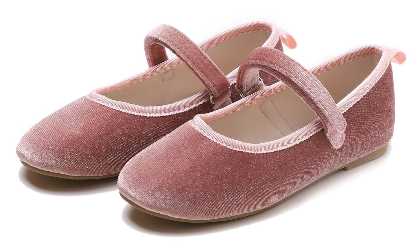 Feversole Girls Cute Dress Mary Jane Shoes Soft Party Holiday Ballet Flats Velvet