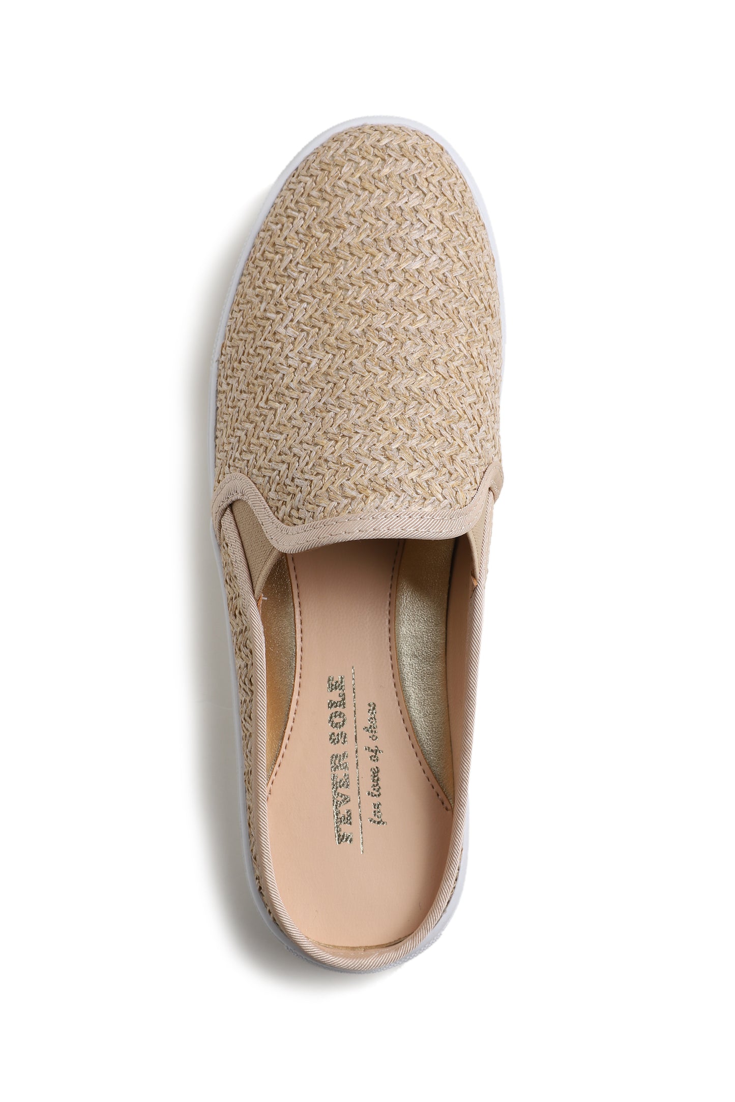 Feversole Women's Sport Mules Slip On Loafers Fashion Backless Sneakers Beige Raffia