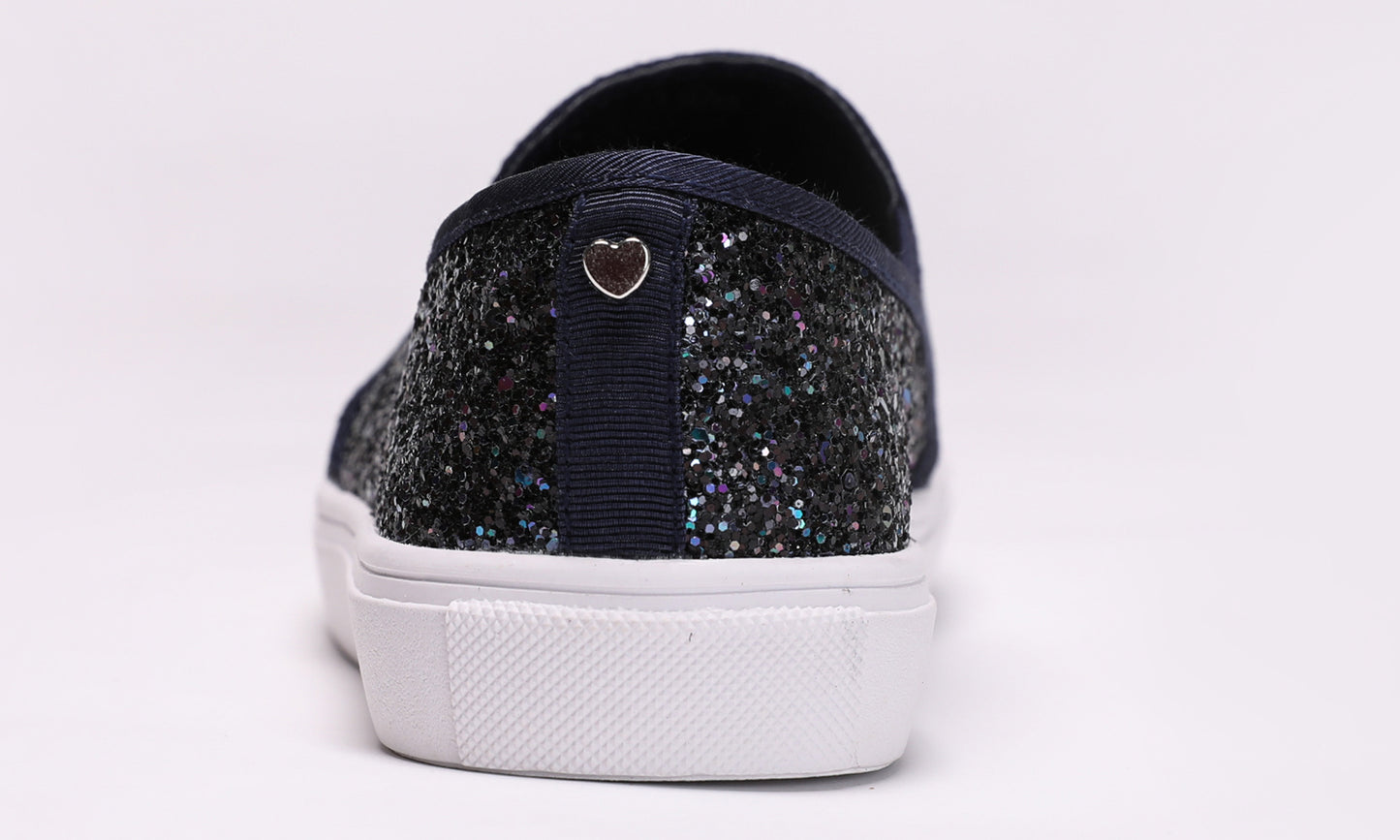 Feversole Women's Fashion Slip-On Sneaker Casual Flat Loafers Shiny Glitter