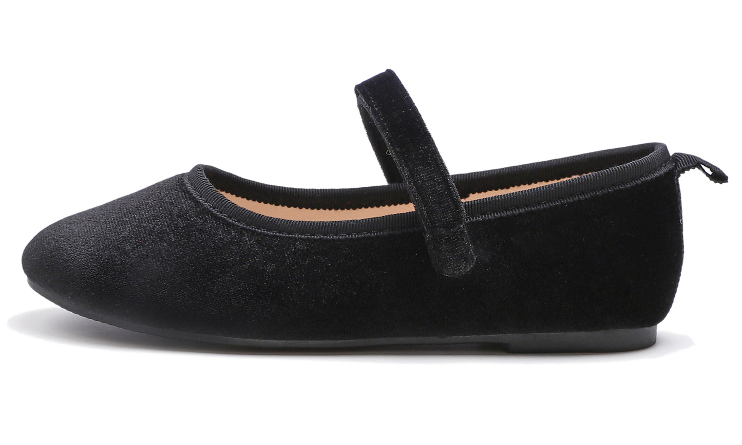 Feversole Girls Cute Dress Mary Jane Shoes Soft Party Holiday Ballet Flats Velvet