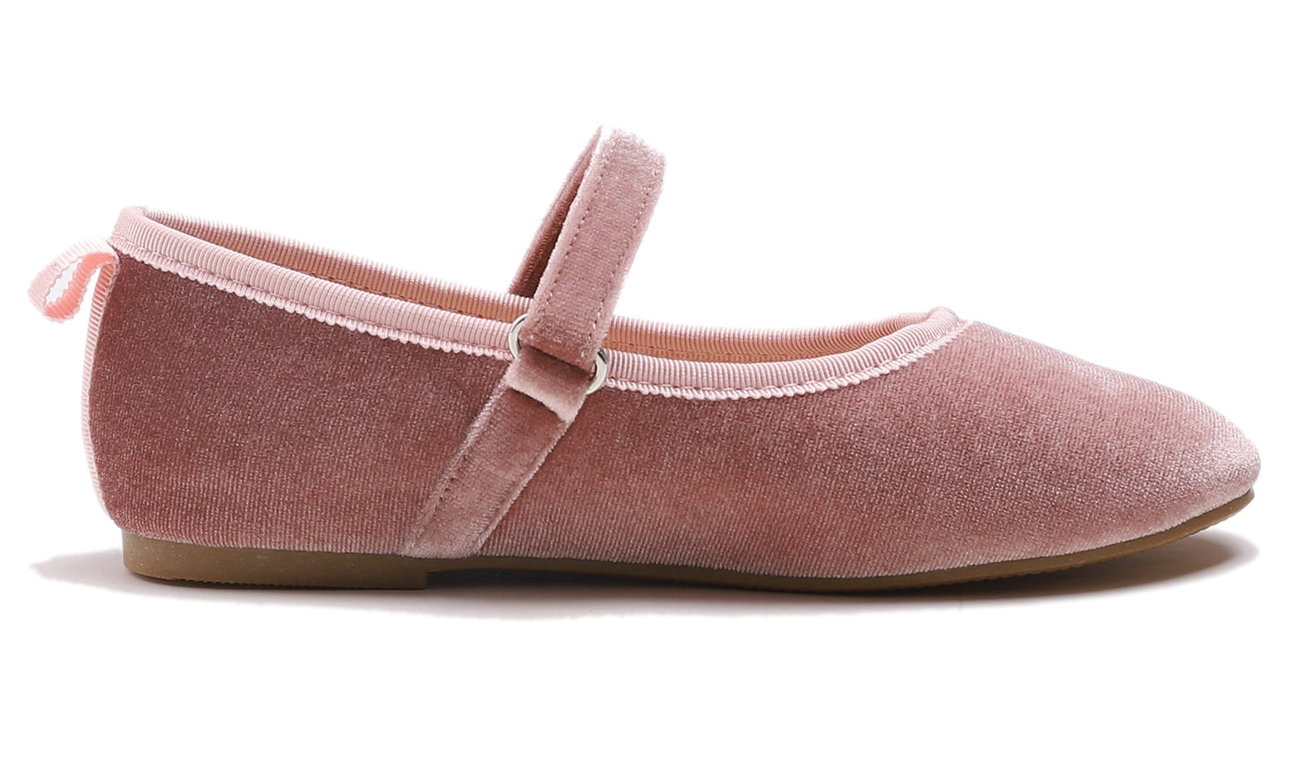 Feversole Girls Cute Dress Mary Jane Shoes Soft Party Holiday Ballet Flats Velvet