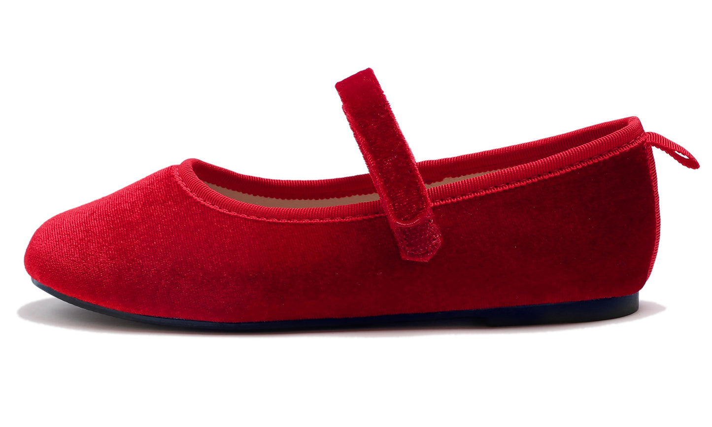 Feversole Girls Cute Dress Mary Jane Shoes Soft Party Holiday Ballet Flats Velvet