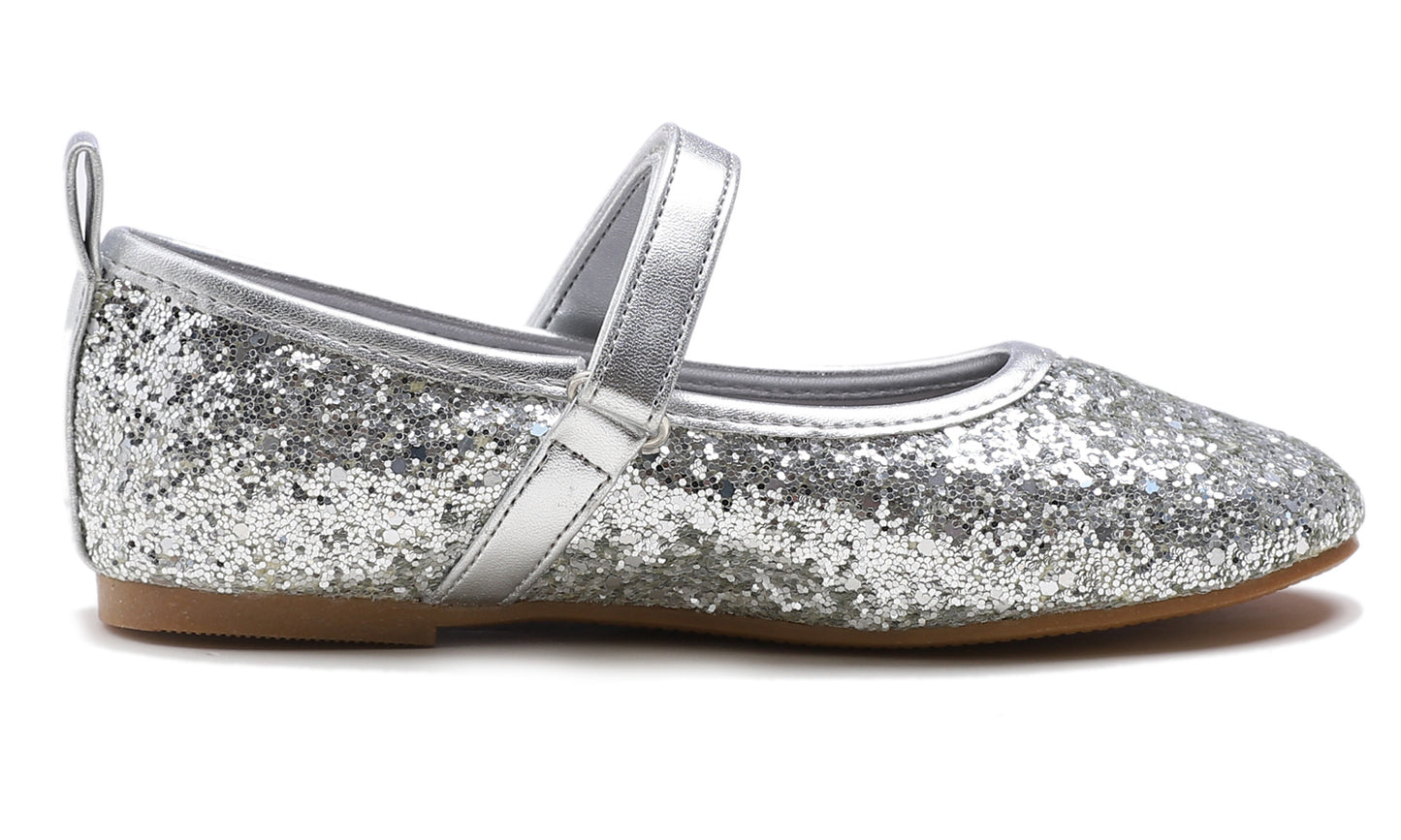 Feversole Girls Cute Dress Mary Jane Shoes Soft Party Holiday Ballet Flats Glitter