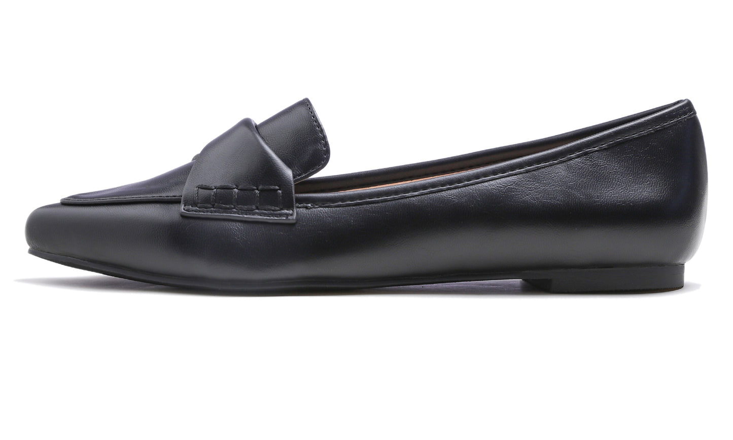 Feversole Women's Loafer Flat Pointed Fashion Slip On Comfort Driving Office Shoes Twist Bow