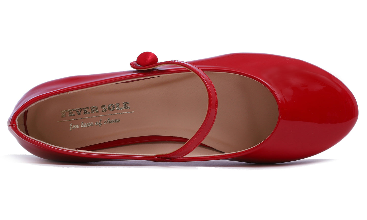 Feversole Women's Mary Jane Fashion Round Toe Low Heel Slip On Flats Vegan Leather Flat Heel