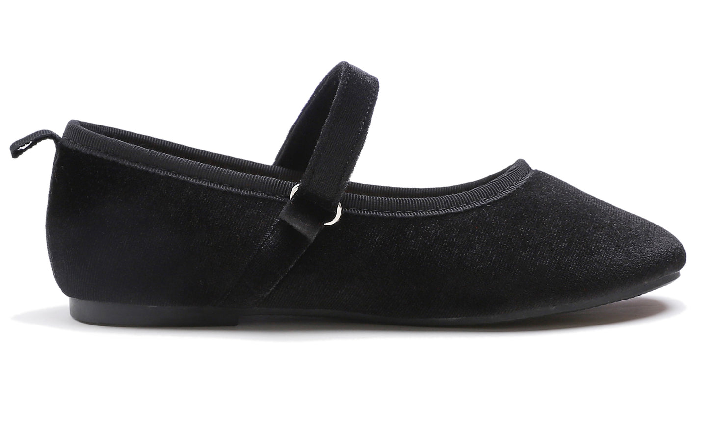 Feversole Girls Cute Dress Mary Jane Shoes Soft Party Holiday Ballet Flats Velvet