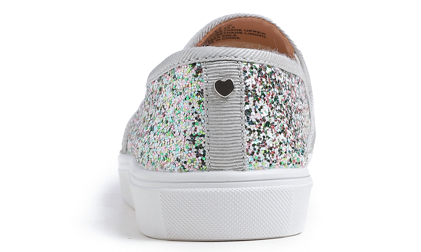 Feversole Women's Fashion Slip-On Sneaker Casual Flat Loafers Shiny Glitter