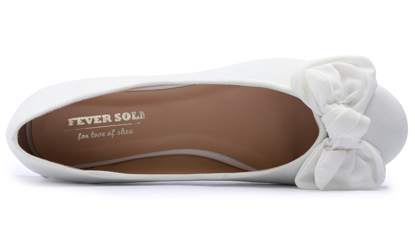 Feversole Women's Round Toe Cute Bow Trim Ballet Flats