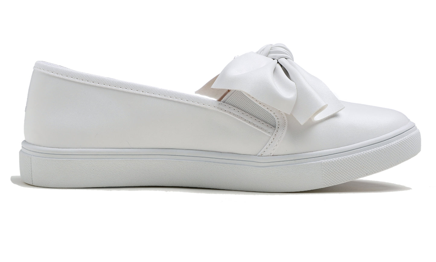 Feversole Women's Casual Slip On Sneaker Fashion Bow Tie Loafer Flats Vegan Leather