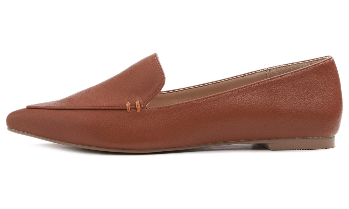 Feversole Women's Loafer Flat Pointed Fashion Slip On Comfort Driving Office Shoes Grain Vegan