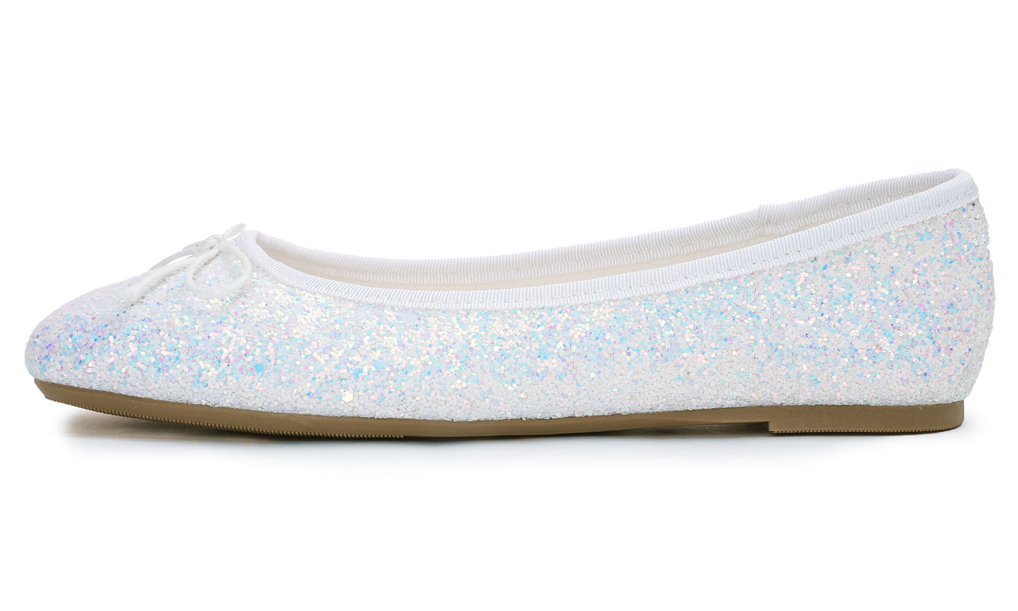 Feversole Women's Sparkle Memory Foam Cushioned Colorful Shiny Ballet Flats Glitter
