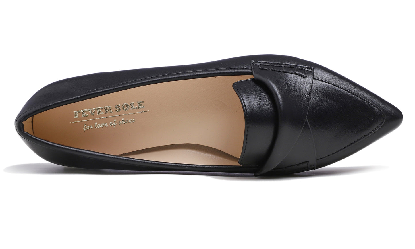 Feversole Women's Loafer Flat Pointed Fashion Slip On Comfort Driving Office Shoes Twist Bow