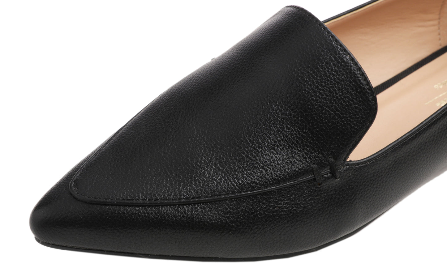 Feversole Women's Loafer Flat Pointed Fashion Slip On Comfort Driving Office Shoes Grain Vegan
