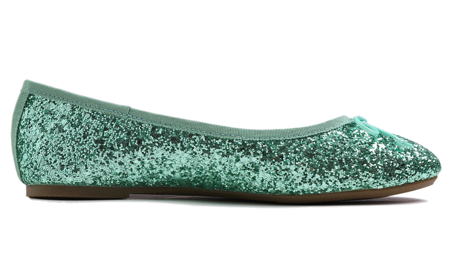 Feversole Women's Sparkle Memory Foam Cushioned Colorful Shiny Ballet Flats Glitter