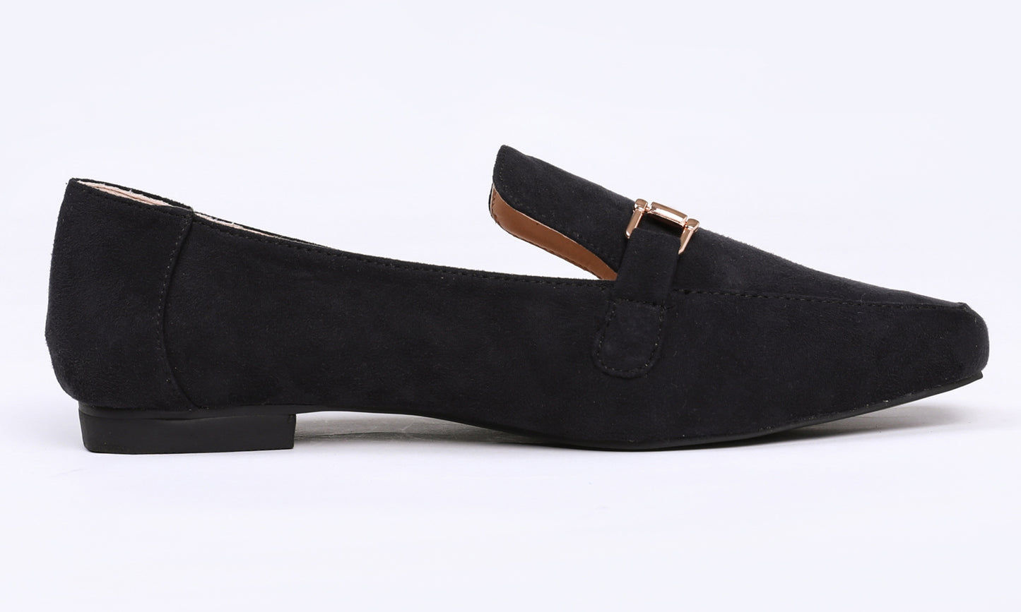Feversole Women's Fashion Trim Deco Loafer Flats Faux Suede