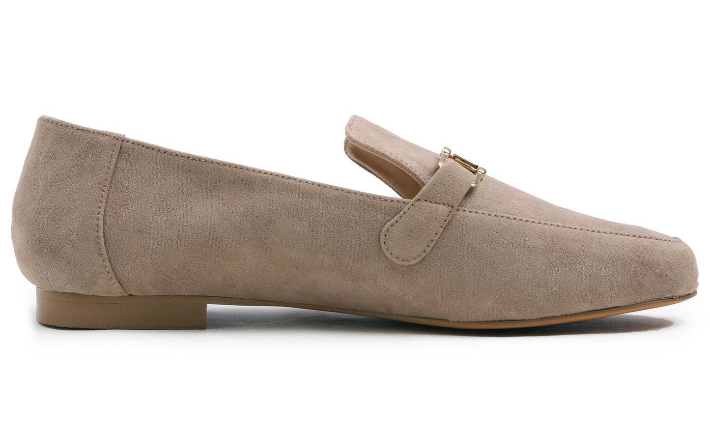 Feversole Women's Fashion Trim Deco Loafer Flats Faux Suede
