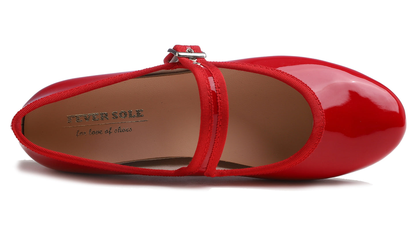 Feversole Women's Soft Cushion Extra Padded Comfort Round Toe Mary Jane Metal Buckle Fashion Ballet Flats Walking Shoes