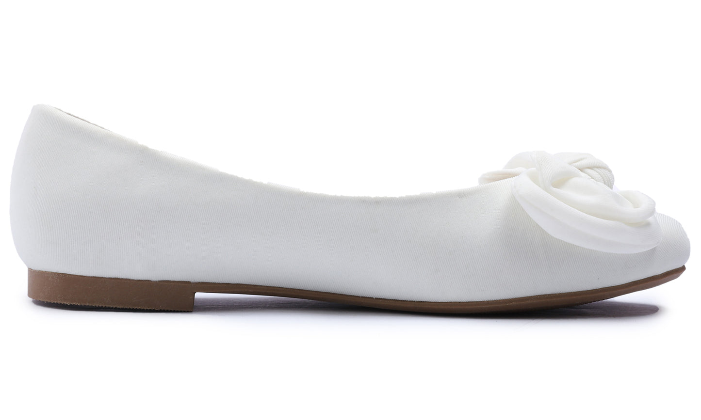 Feversole Women's Round Toe Cute Bow Trim Ballet Flats
