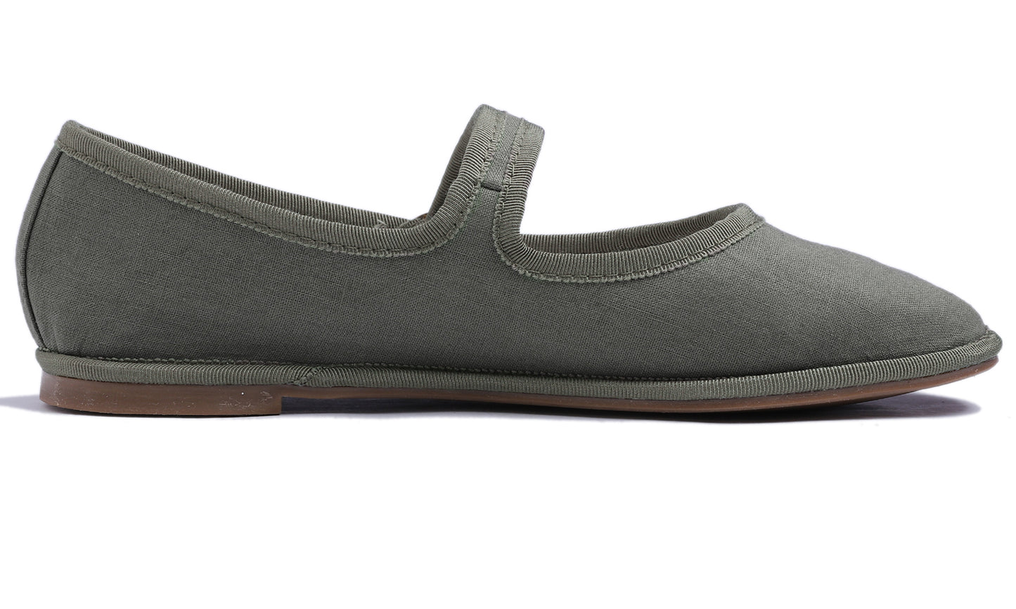 Fevrsole Women's Soft Breathable Mary Jane Memory Foam Cushioned Comfort Round Toe Metal Buckle Flats Walking Canvas Shoes