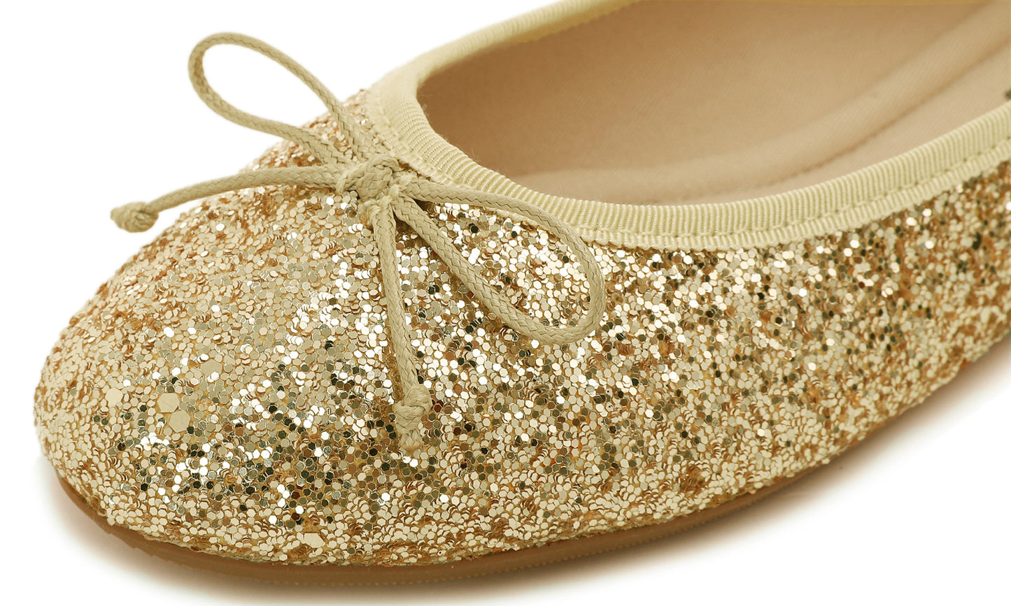 Feversole Women's Sparkle Memory Foam Cushioned Colorful Shiny Ballet Flats Glitter