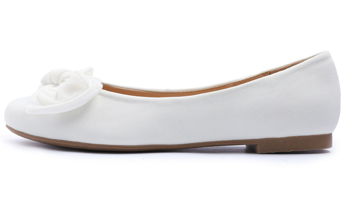 Feversole Women's Round Toe Cute Bow Trim Ballet Flats